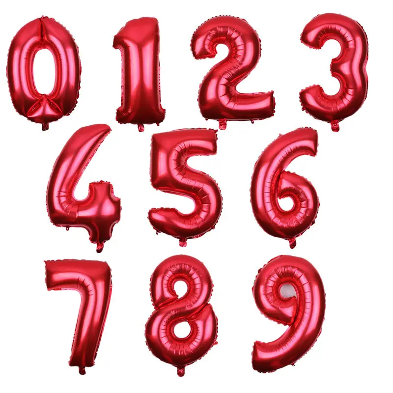 red GOGO PAITY 16 дюймов 32 дюймов цифровой алюминиевый шар золотой серебряный черный розовый Золотой номер праздничные вечерние шары - Цвет: red