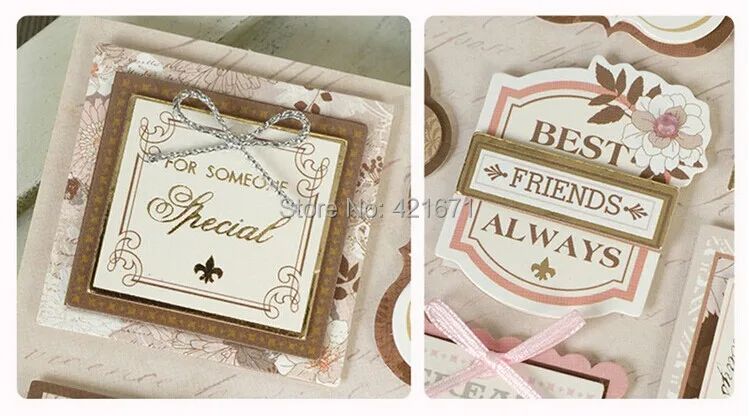 New Arrivals Fashion Dazzling 2sets/lot retro Blessings label 3D Decorating Stickers Set DIY Photo Album Scrapbooking Kit | Дом и сад