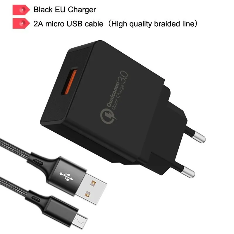 Black EU micro USB Sonovo телефон Зарядное устройство Quick Charge 3.0 5V2A/9V2A/12 В 18 Вт Универсальный USB Зарядное устройство QC3.0/2.0 fast Travel для Samsung LG Xiaomi Huawei - Тип штекера: Black EU micro USB