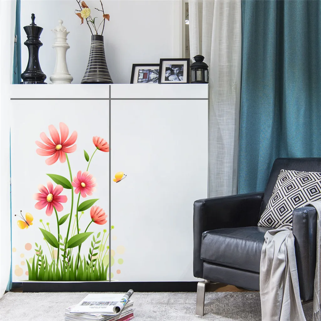DIY настенные наклейки цветочный горшок бабочка домашний декор в горшке кухня