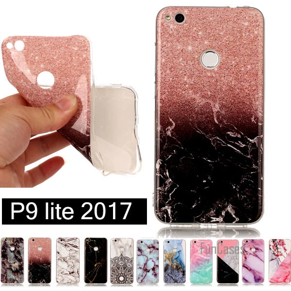 P9 Lite 2017 Чехол Мрамор Стиль камень чехол силиконовый Мягкие TPU для мобильного