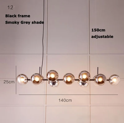 12light black Светодиодный E27 железные в стиле постмодерн стеклянный золотой черный светодиодный светильник. Подвесной светильник s. Подвесной светильник. Подвесной светильник для столовой - Цвет корпуса: 12light black