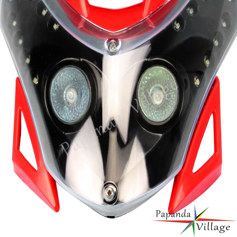 Красная светодиодная фара Papanda для мотоцикла двойной спортивный налобный фонарь