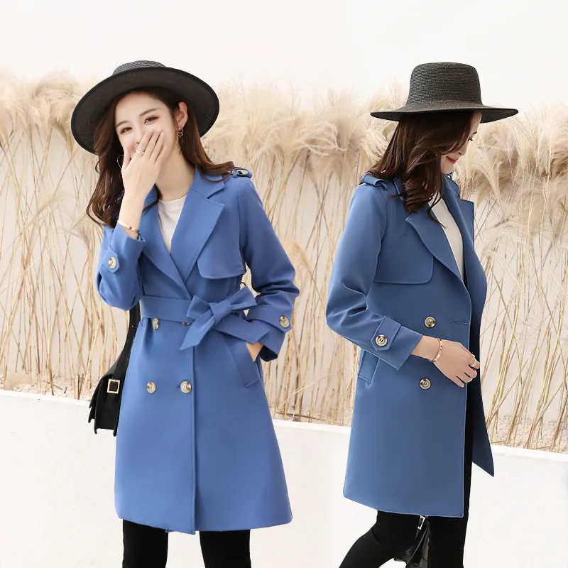 Женский дизайнерский длинный Тренч размера плюс Весенняя приталенная ветровка в