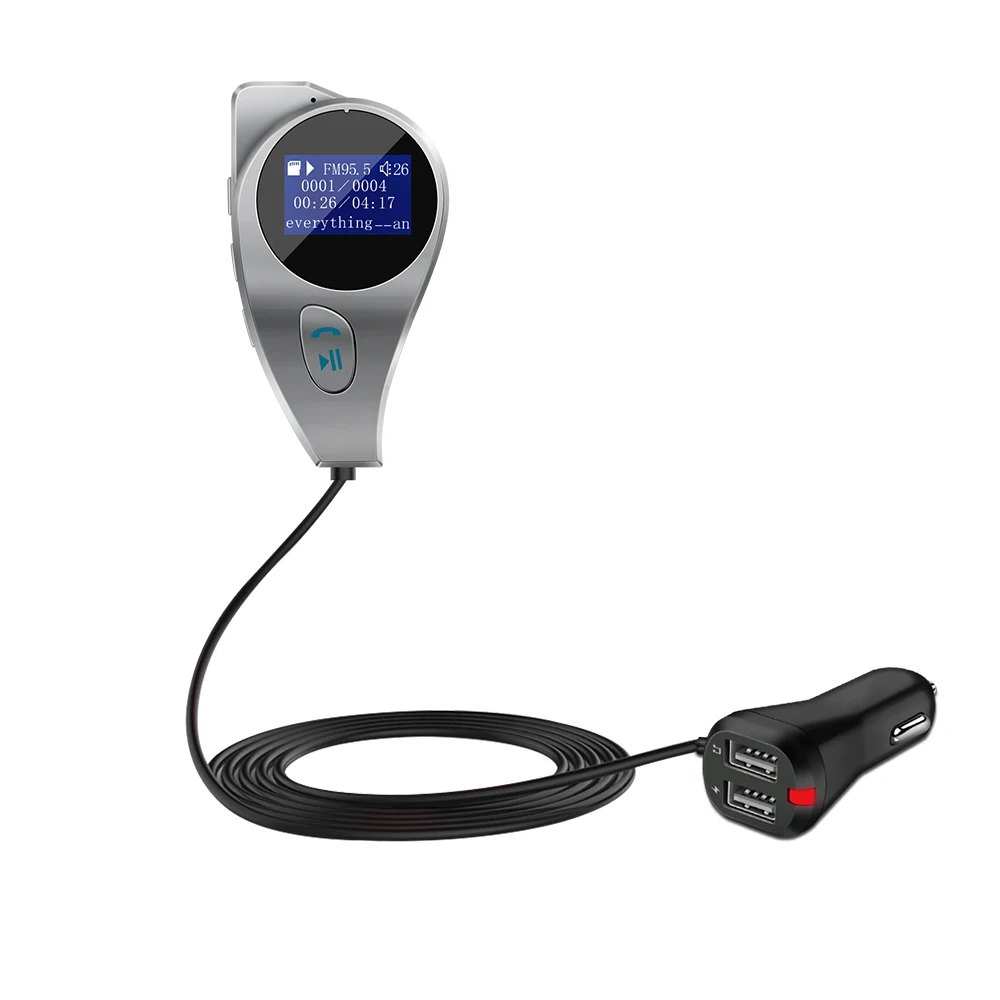 as show Aozbz Bluetooth автомобильный набор, свободные руки, mp3 музыкальный плеер FM передатчик модулятор 2.1A устройство для автомобиля с двумя портами USB Зарядное устройство Поддержка, u-диск, tf-карта, DC 12 V/24 V - Название цвета: as show