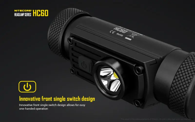 Оригинальный перезаряжаемый легкий налобный фонарь Nitecore HC60/HC60W с аккумулятором