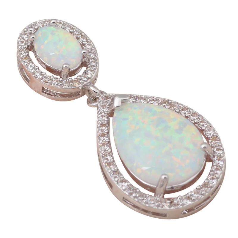 Женское Ожерелье с белым огненным опалом 29 мм серебряное ожерелье подвеской