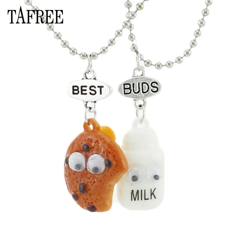 Ожерелье TAFREE BEST BUDS FRIENDS с кулоном в виде печенья и бутылки молоком цепочкой из