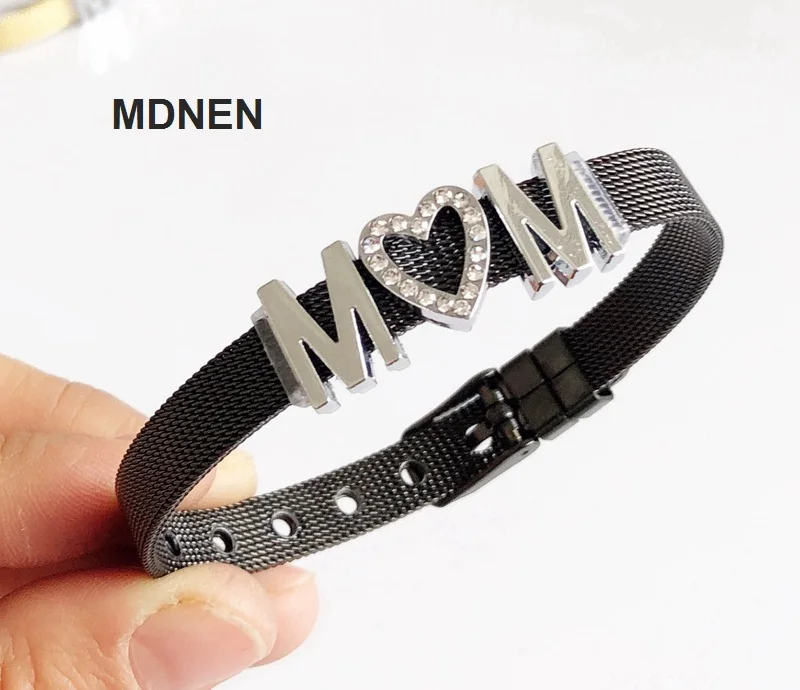 1PC Keeper Bracelets Jewelry Stainless Steel with Silver &quotM LOVE M&quotSlide Charms for DIY Accessory | Украшения и