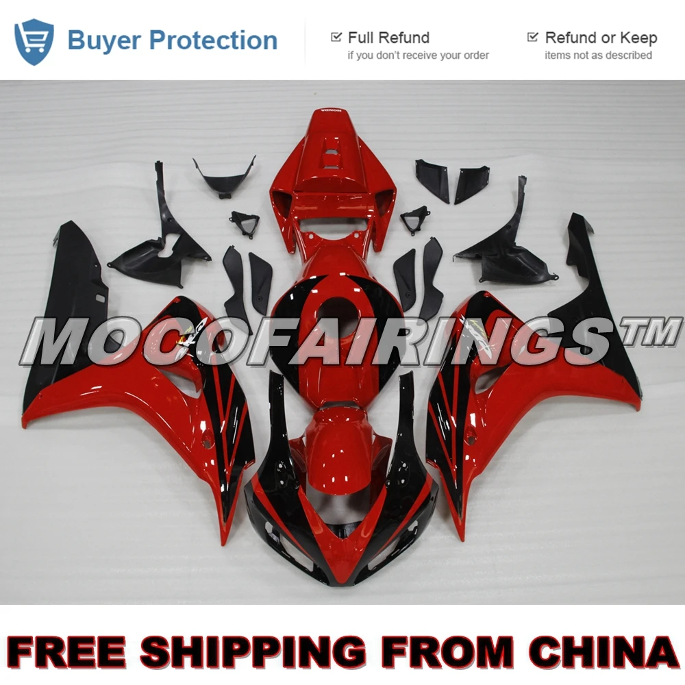 

For Honda 2006 2007 CBR1000RR RED AND BLACK Motorcycle ABS Fairings Body Kit 06 07