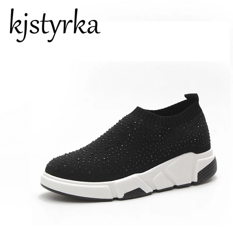 Kjstyrka/2018 Весенняя дышащая трикотажная ткань женская повседневная обувь из некожи