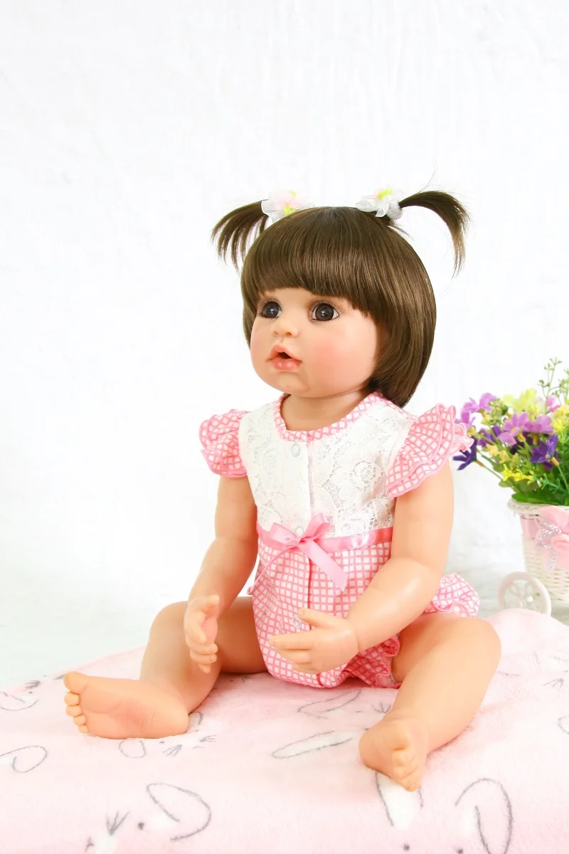 55cm Full Body Silicone Reborn Baby Doll For Girls Vinyl Newborn Princess Babies Birthday Gift Child Bathe Play House Toy | Игрушки и