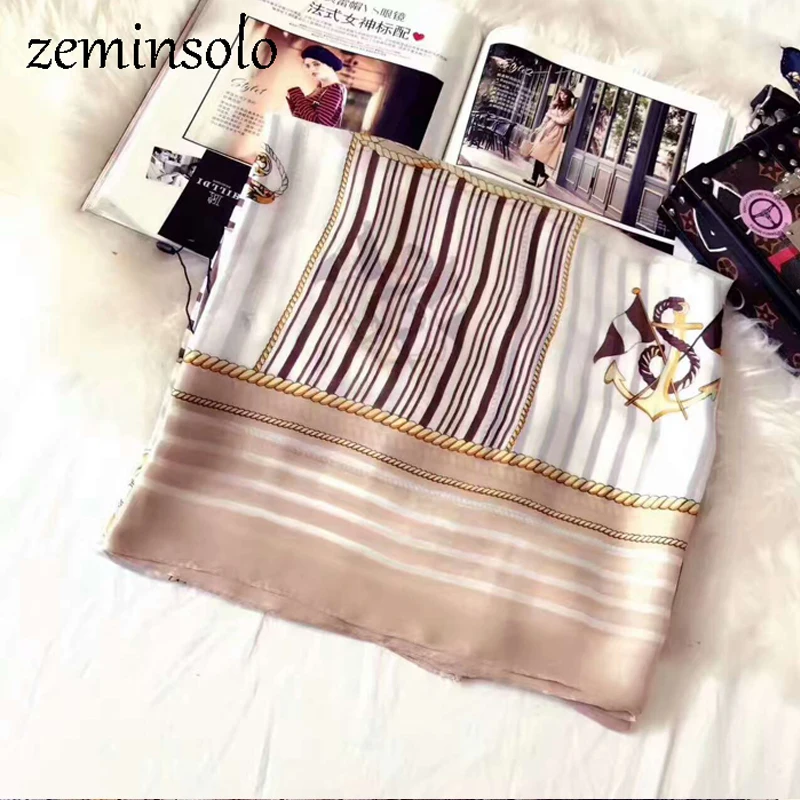 2018 роскошный брендовый женский шелковый шарф модный Мягкий Гладкий летний на