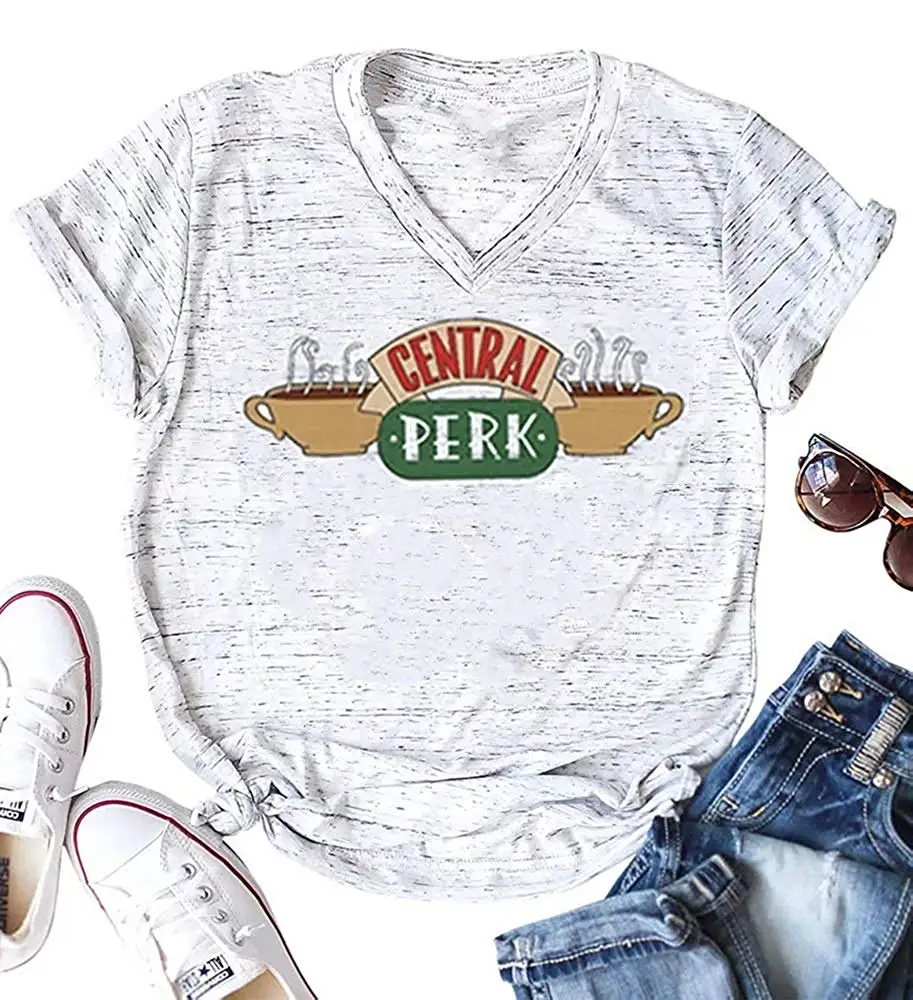 AEURPLT друзья футболка Central perk ТВ Show рубашка милые женские летние легкий Футболки