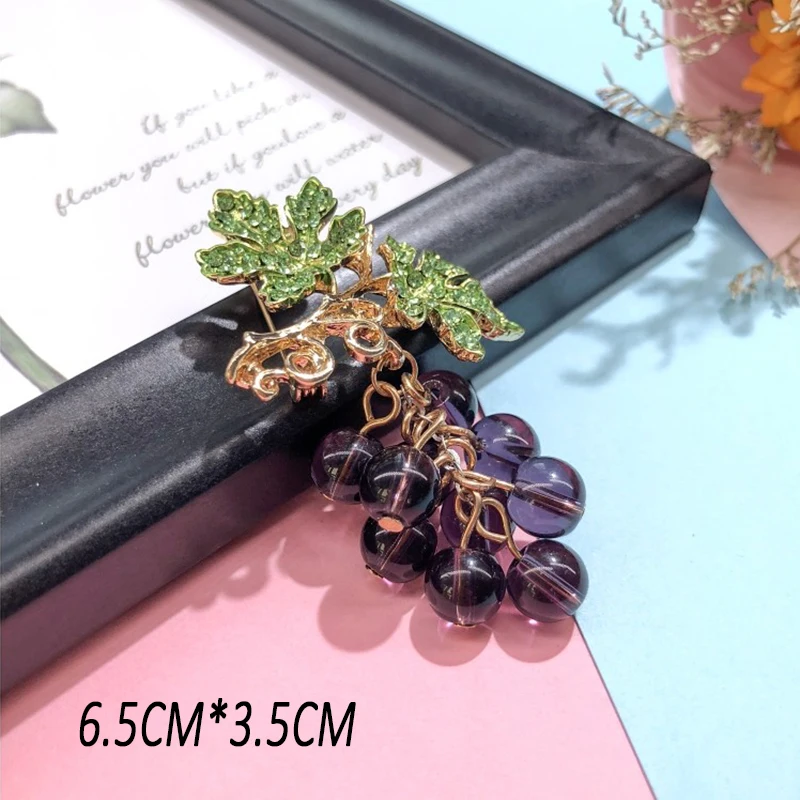 Брошь Earofcorn красивая разноцветная брошь с фруктами и кристаллами мультяшная в