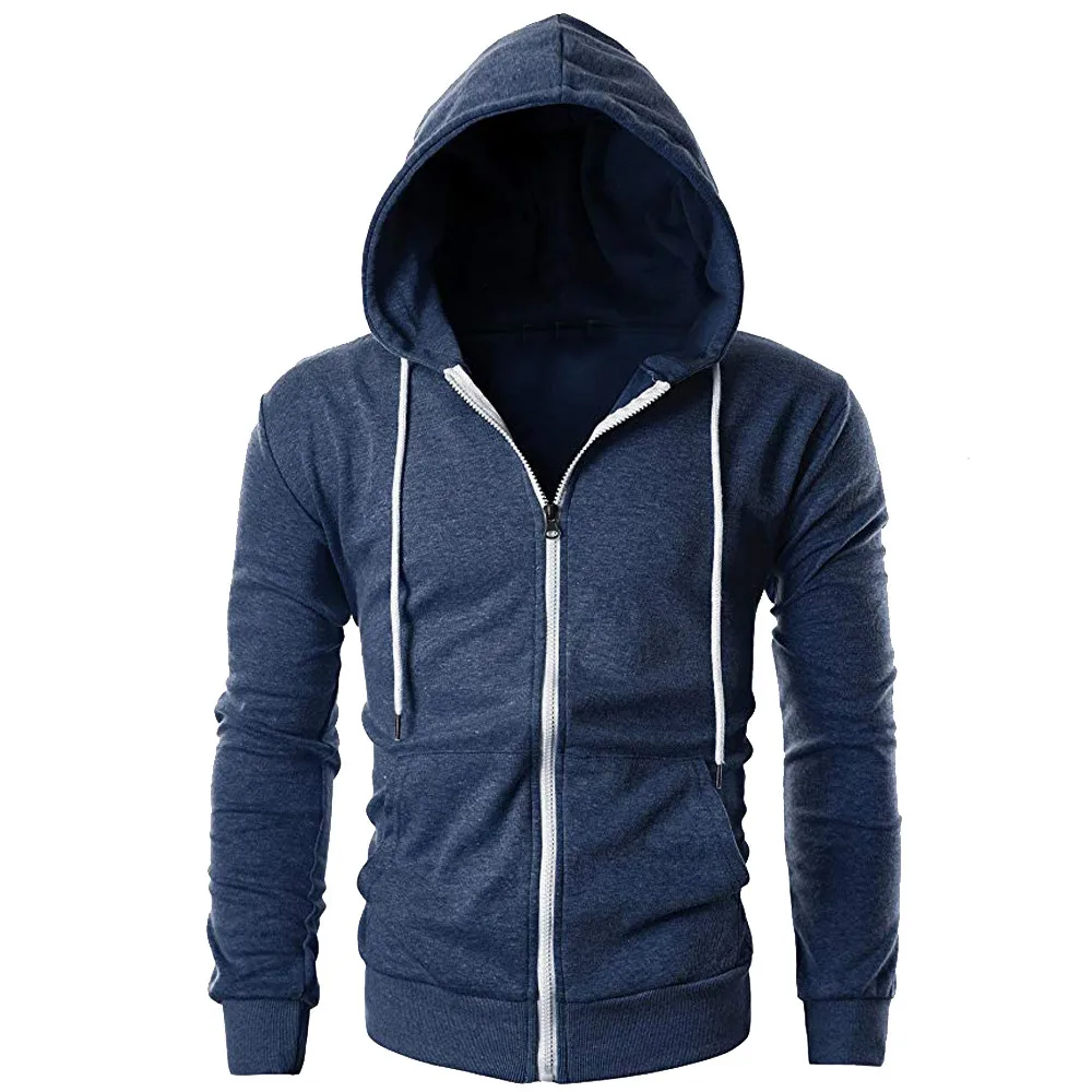 Dark Blue Feitong мужская повседневная приталенная хлопковая куртка с длинным рукавом пальто мужской на зиму и осень толстовка на молнии с карманом верхняя одежда chaqueta hombre - Цвет: Dark Blue