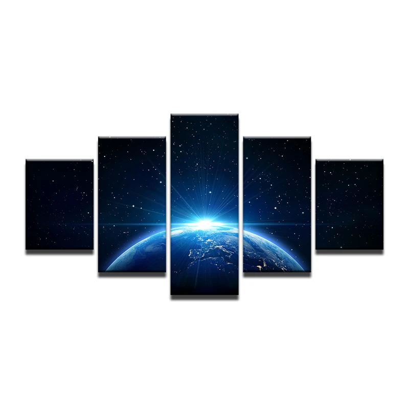 Картины на холсте с изображением земли из космоса 5 шт./компл. HD Декорации для дома