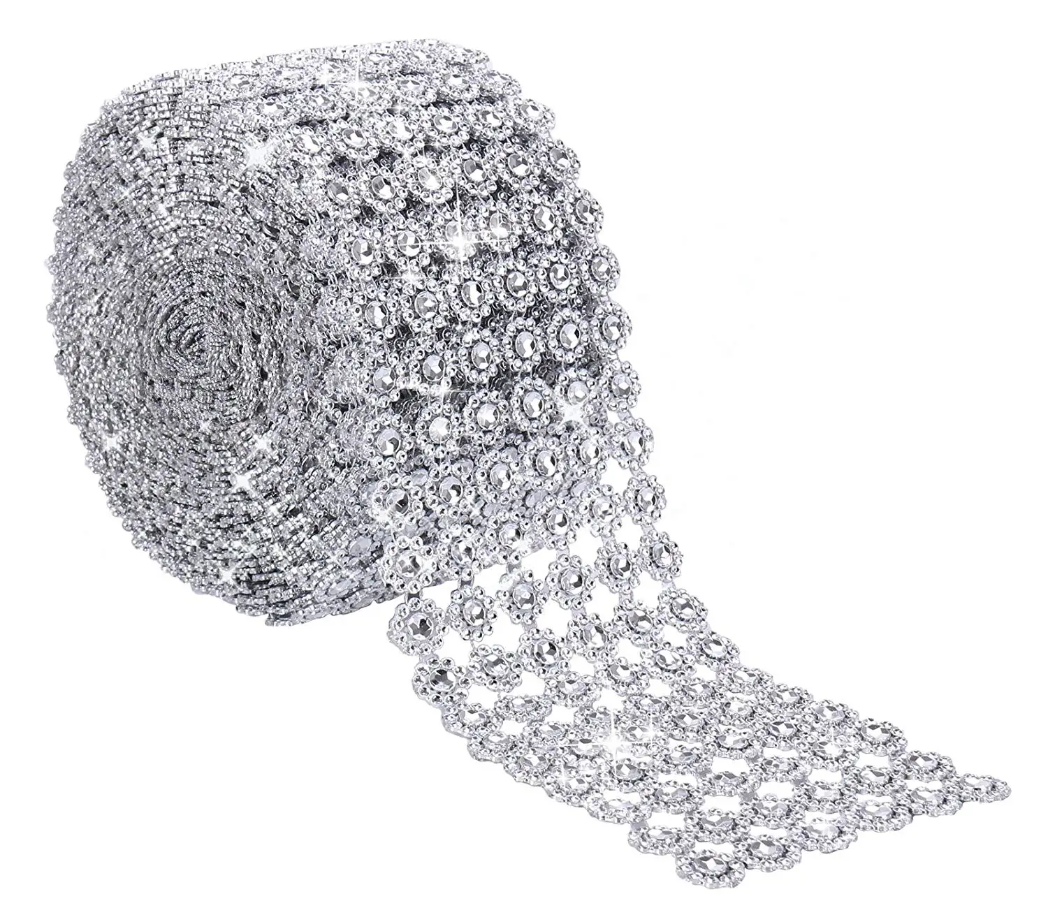 Bling Роскошные 6 цветок форма подсолнечника тесьма со стразами сетки обёрточная