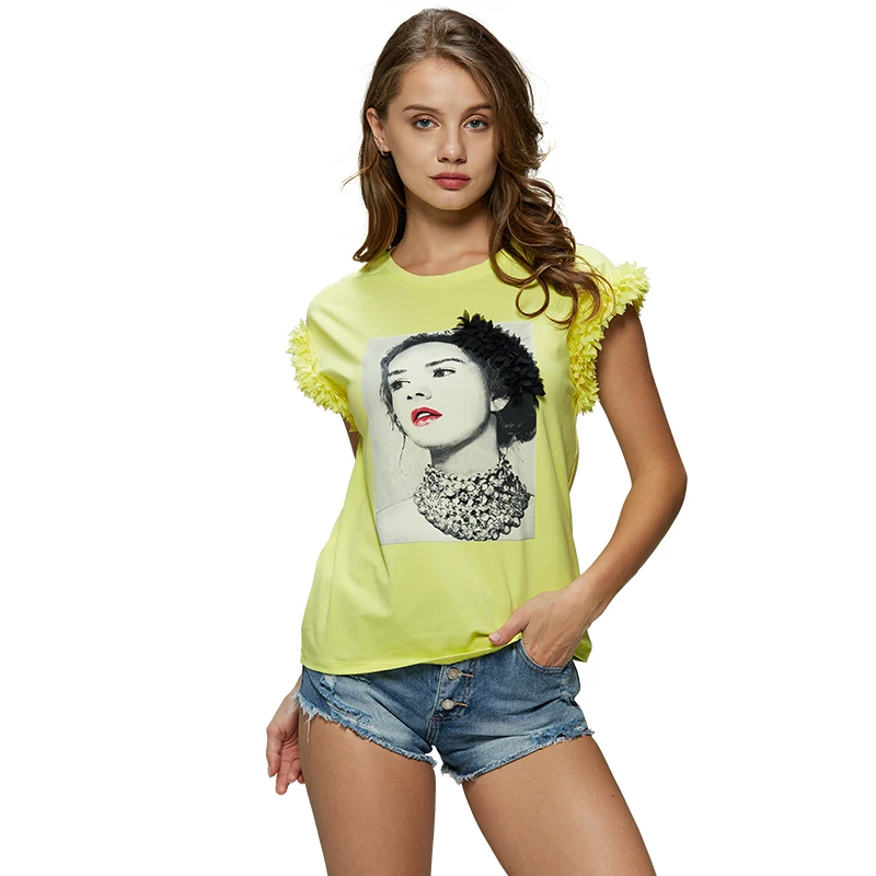 Женская Кружевная футболка с цветочным принтом летняя Kawaii GLO STORY 2019|Футболки| |