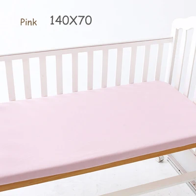pink 140X70 7 цветов 3 Размер хлопкового трикотажа Джерси установлены Простыни Детская Детские кроватки/корзина/чехол для матраса - Цвет: pink 140X70