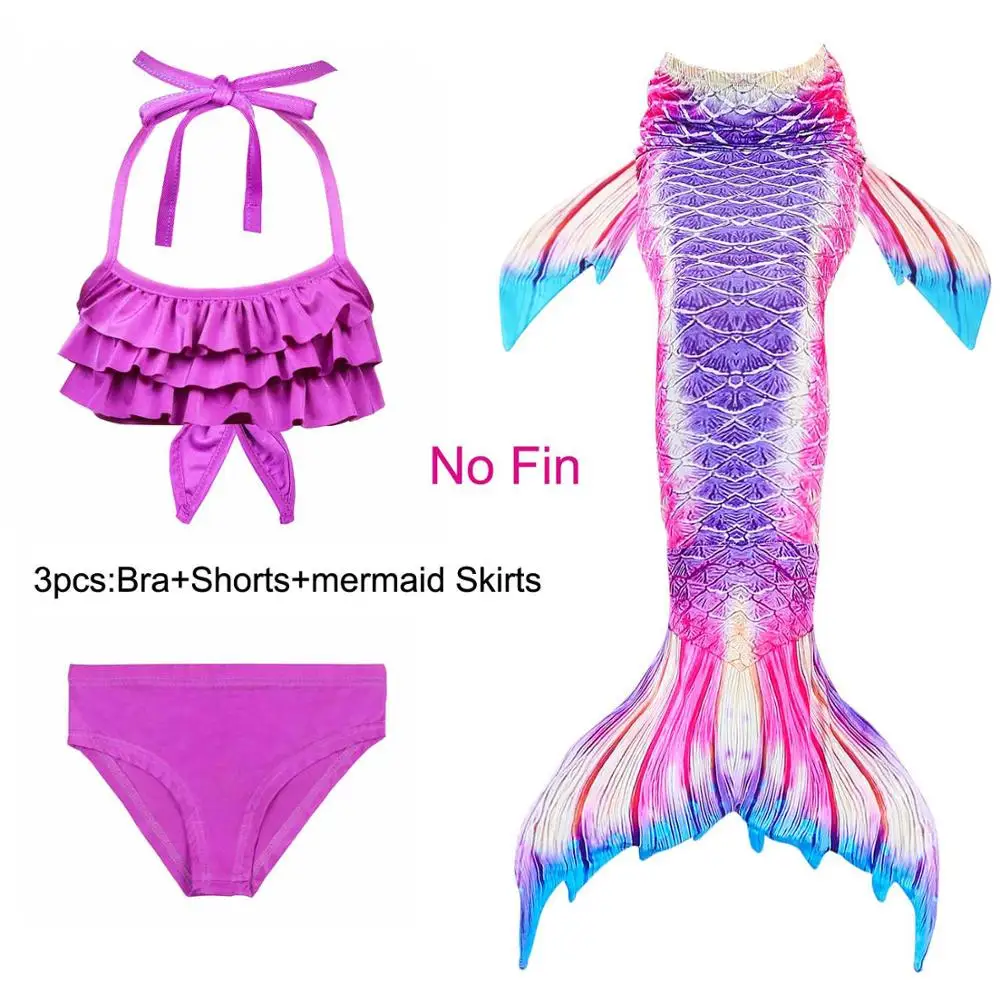 Mermaid 7 -3pcs Купальный костюм с хвостом русалки для девочек; купальный костюм с хвостом русалки для маленьких детей; детский купальный костюм с цветком плавника - Цвет: Mermaid 7 -3pcs