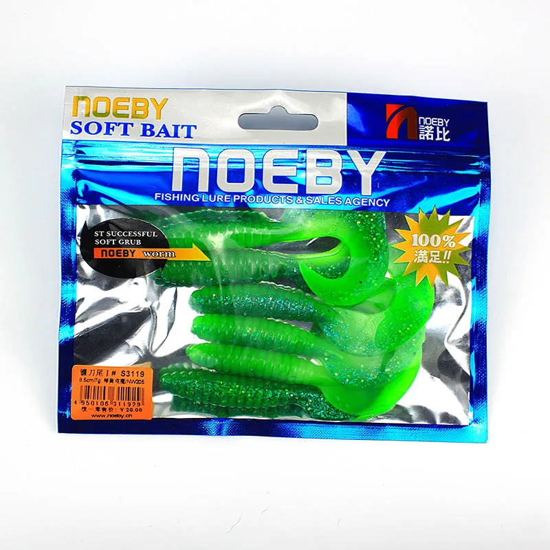 NOEBY 6 шт./партия, Мягкая приманка 85 мм/7 г, рыбная приманка вобблер, свинцовая наживка, крючок, мягкие черви креветки, океанские приманки, рыболовные снасти - Цвет: NW205