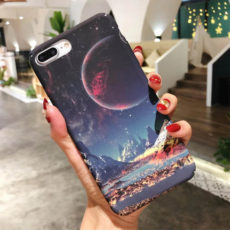 Moon 02 Чехол MOUSEMI, для iPhone 8 Plus, 7, 6 Plus, 6 S, жесткий пластиковый чехол, светящийся чехол с принтом для iPhone 7, X, 5S, SE, 7, Funda, задняя крышка - Цвет: Moon 02