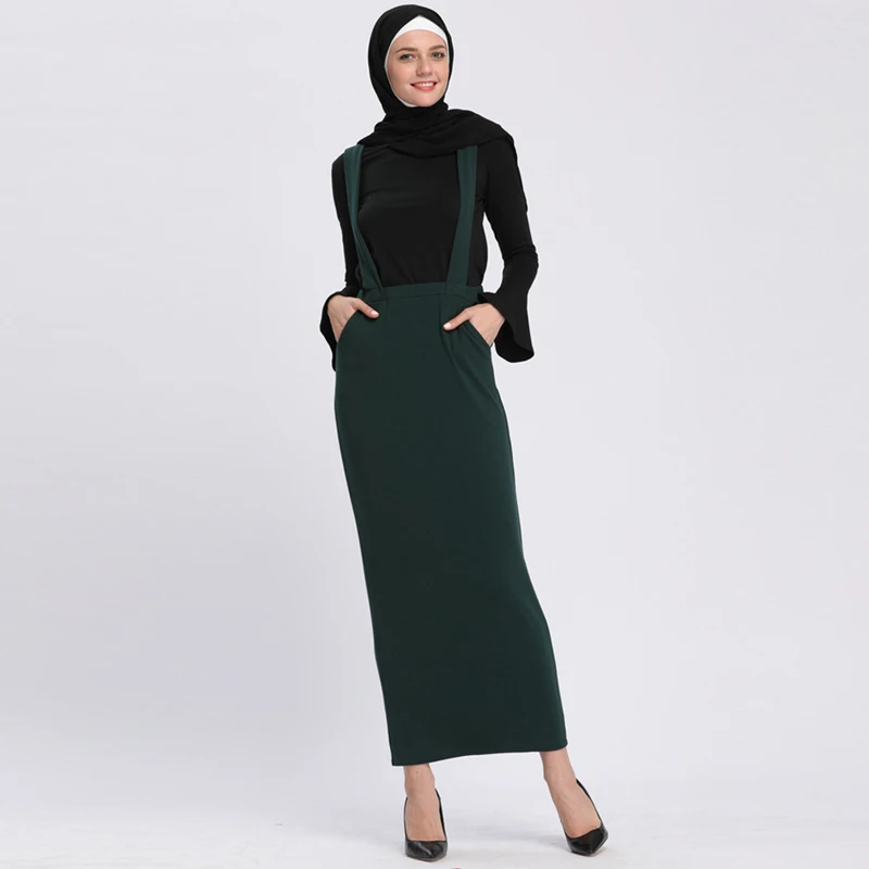Vestidos abaya Дубай Ислам Арабский длинный мусульманский хиджаб юбка на подтяжках платье на подтяжках Абая для женщин турецкая исламская одежда