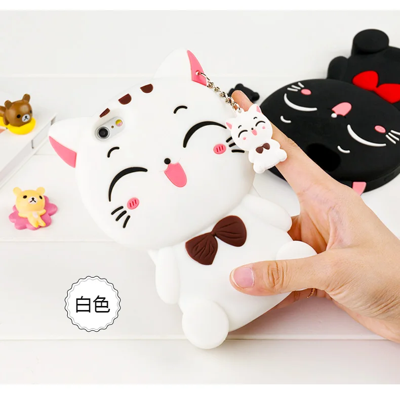 3D Cartoon Cute Lucky Cat Soft Silicone Back Cover For Samsung Galaxy S9 Plus Note 8 s9+ Phone Cases Coque Fundas Capa |