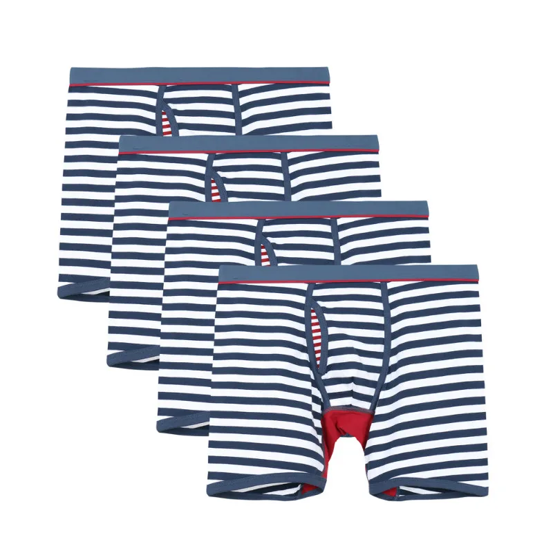 4Pcs A0710 Blue 4 шт./партия, мужское нижнее белье больших размеров, Длинные боксеры, хлопковые мужские короткие дышащие мужские эластичные шорты боксеры мужские трусы большого размера - Цвет: 4Pcs A0710 Blue