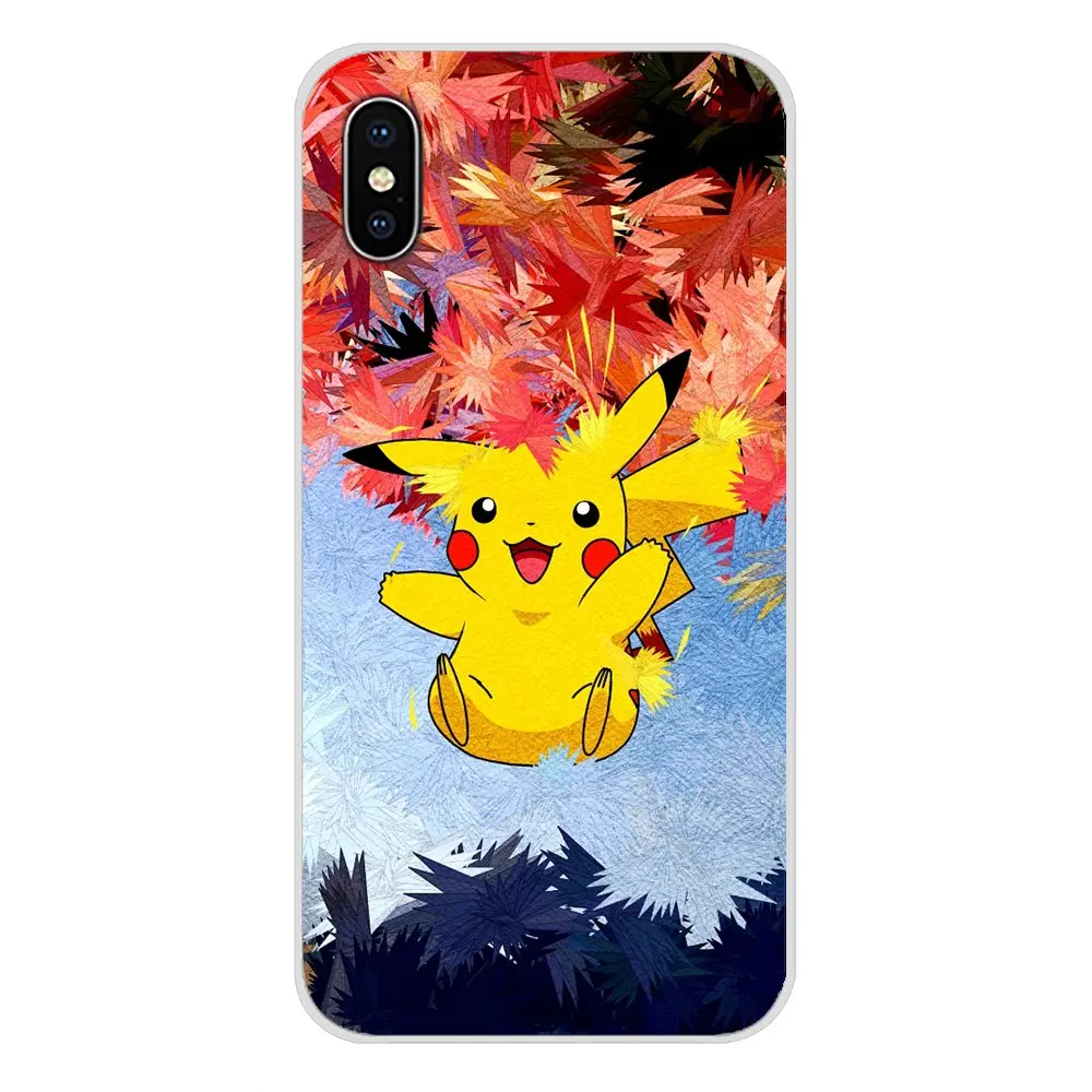 Прозрачный мягкий чехол с изображением покемона Пикачу для Apple iPhone X XR XS MAX 4 4S 5 5S 5C