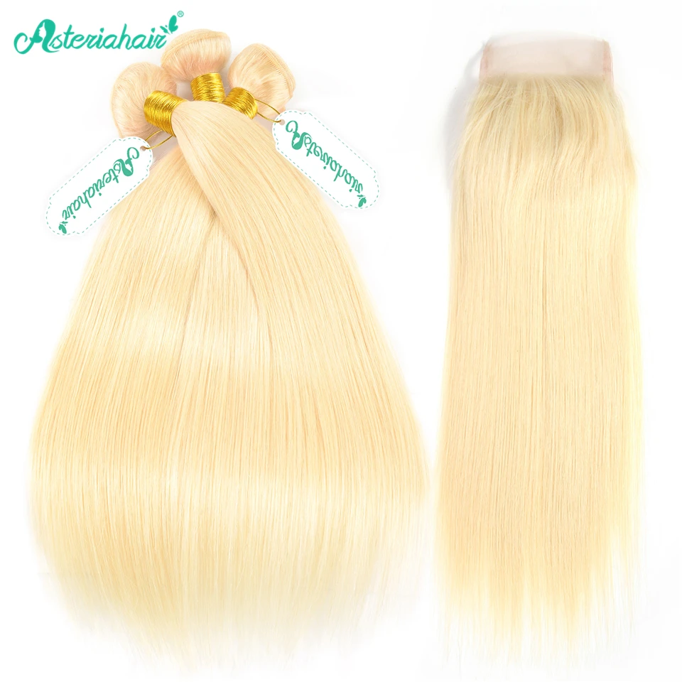 3 бразильские Прямые пряди волос с застежкой 613 #|bundles with closure|bundles closure blondebundles blonde |