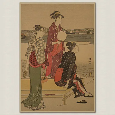 Ukiyoe живопись горничной Винтаж крафт Бумага постер фильма украшения дома гараж