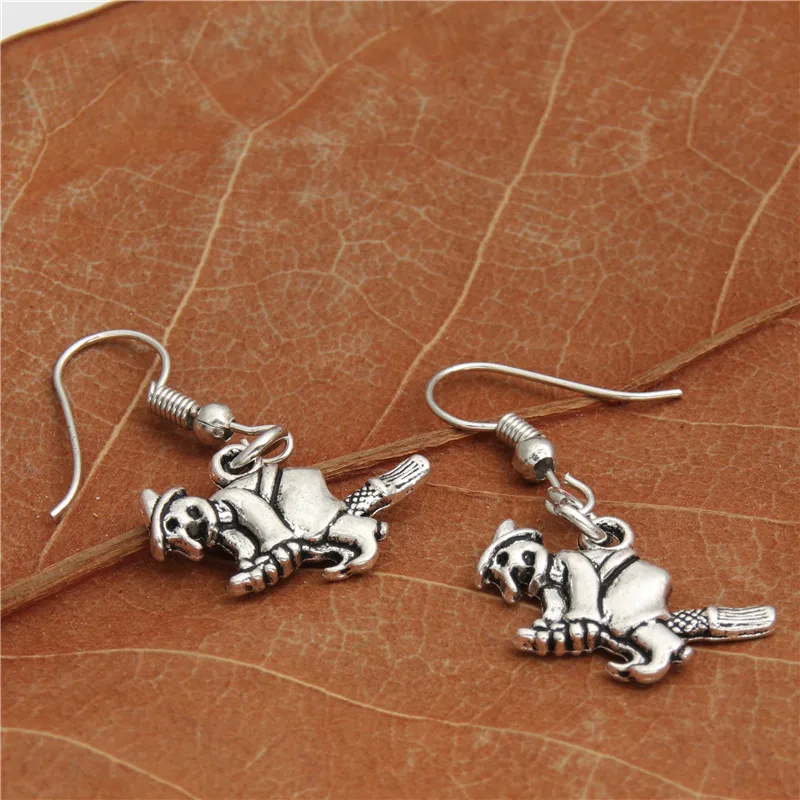 1pair Handmade Witch On Broomstick Halloween Pendants DIY Earrings For Women Party E2136 | Украшения и аксессуары