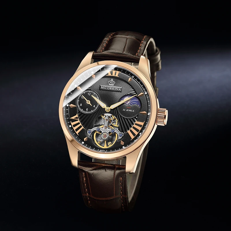 ORKINA качество Tourbillon для мужчин смотреть Автоматическая Чайка дизель часы человек световой водонепроница механические часы стимпанк