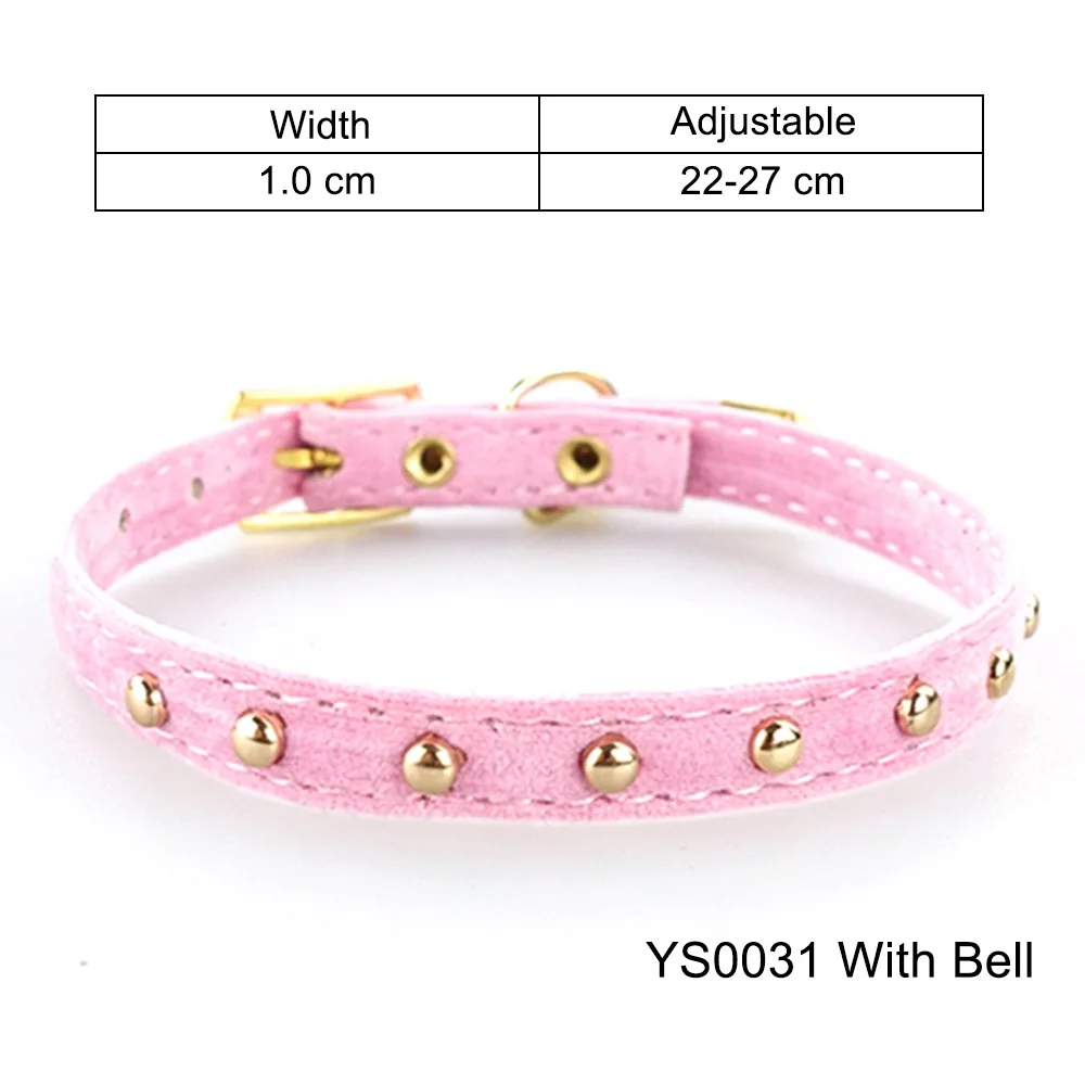 pink-YS0031 Однотонный ошейник для кошек с колокольчиком, безопасные ошейники для кошек, регулируемый ошейник для щенков, маленьких собак, кошек, ошейники для домашних животных YS0031 - Цвет: pink-YS0031