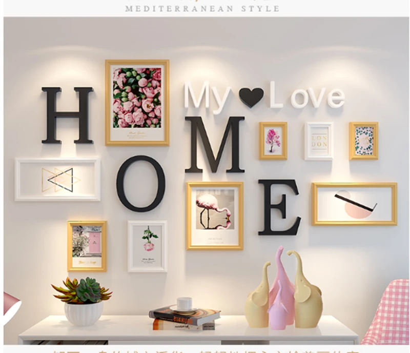 9 шт. картина Love home настенные фоторамки комбинированные часы набор деревянная гостиная настенная комбинация Винтаж DIY фоторамки