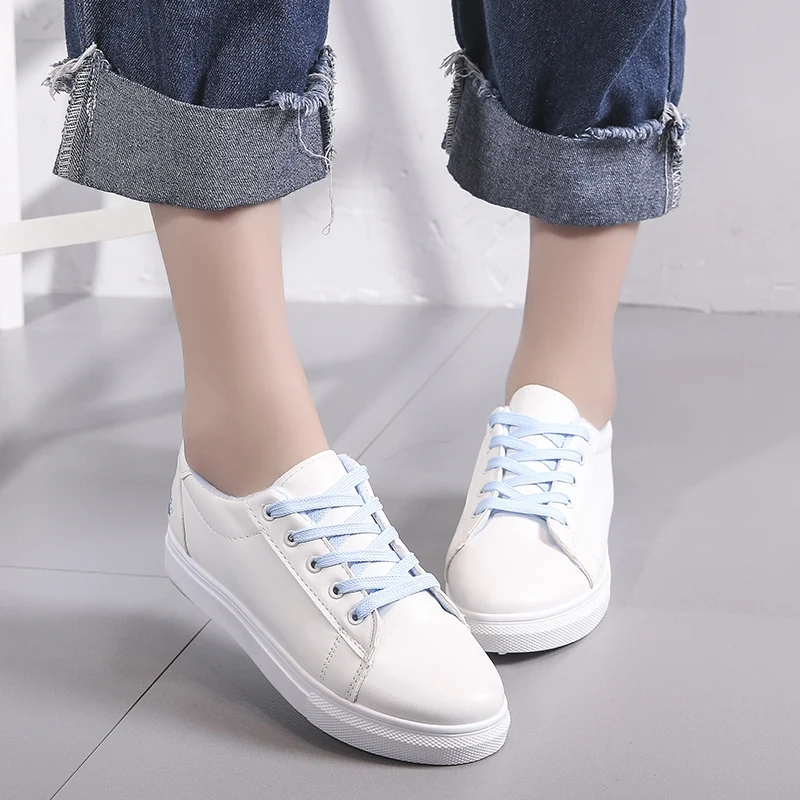 Новый tenis feminino на шнуровке зимняя обувь женская из искусственной кожи теплые