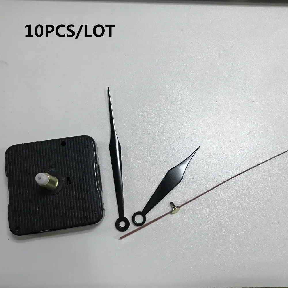10 PCS DIY Clock Mechanism Black Quartz Silent Wall Clock Movement Parts Repair Replacement Essential Tools 28mm Shaft with hook