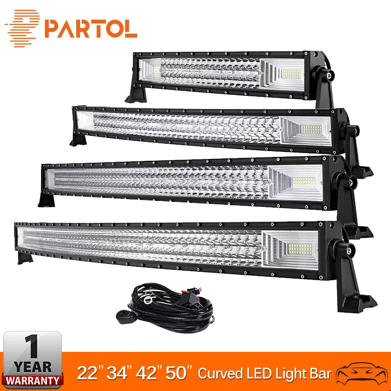 Partol 22 &quot324 Вт 34&quot 486 42 &quot594 50&quot 702 трехрядный изогнутый СВЕТОДИОДНЫЙ светильник