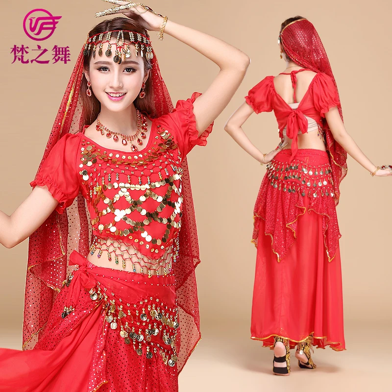 Арабский шифон 120D золотые монеты женский костюм для танца живота 3 шт и 4 набор