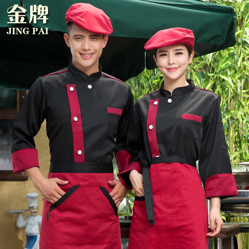 Новая летняя одежда мужская униформа шеф повара с длинным рукавом куртки для