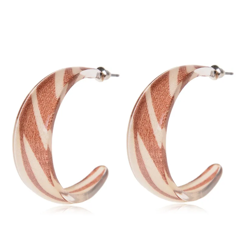 Женские полукруглые серьги кольца Pinksee Винтажные с мраморной уксусной кислотой