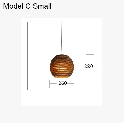 Model C Small Креативная винтажная бумажная лампа-кулон соты, украшение для внутреннего бара, Освещение E27, держатель лампы 110-240 в - Цвет корпуса: Model C Small