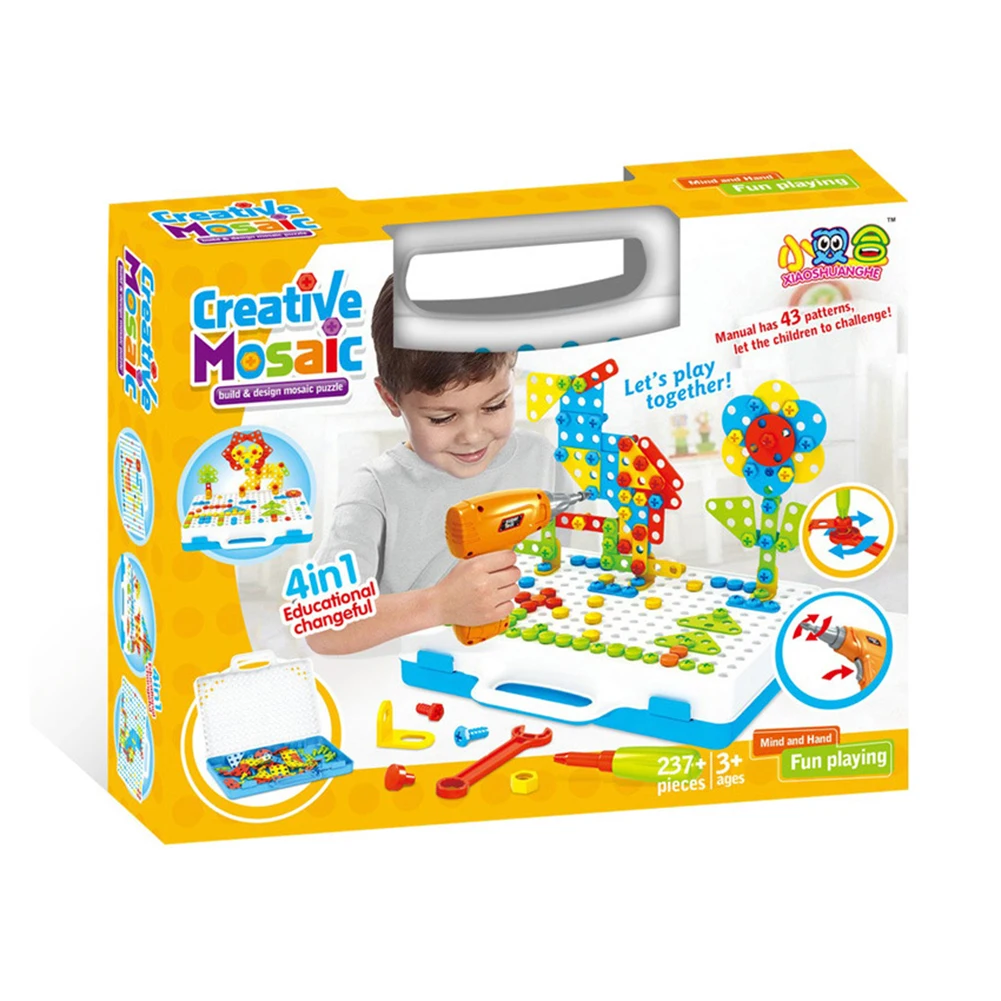 

New Children Puzzle Early Education Disassembly Building Puzzle Set in Portable Box