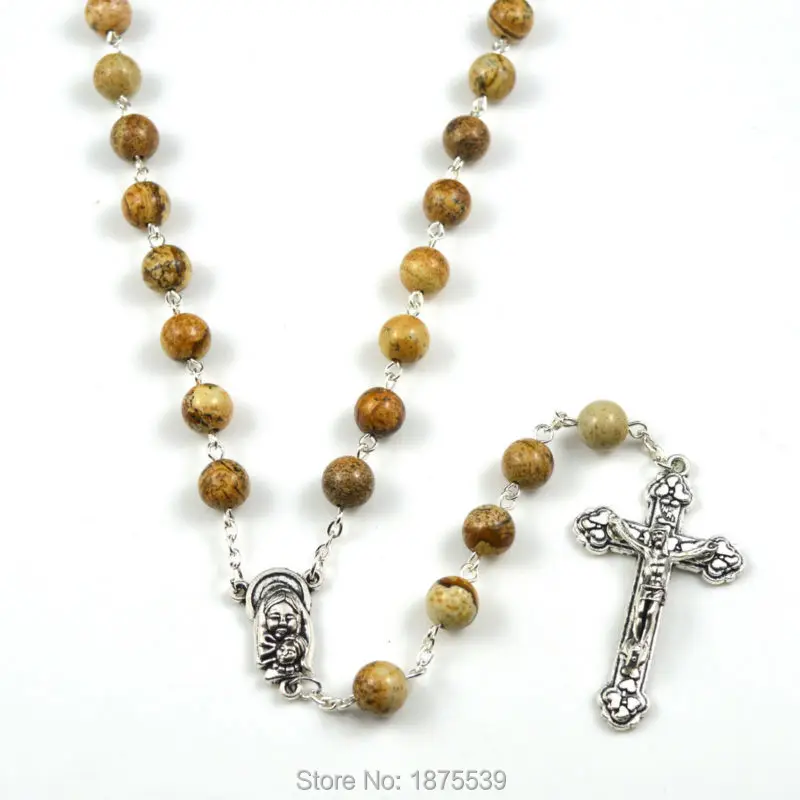 Модные католические четки из 8 мм круглой бусины натурального камня|catholic rosaries|8