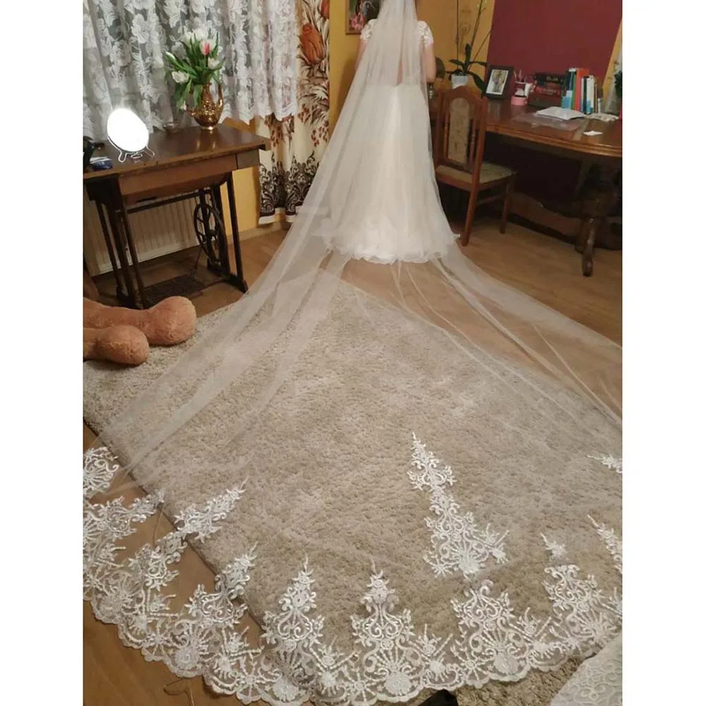 Вуаль Mariage 4 м свадебная фата с металлической расческой длинная кружевная