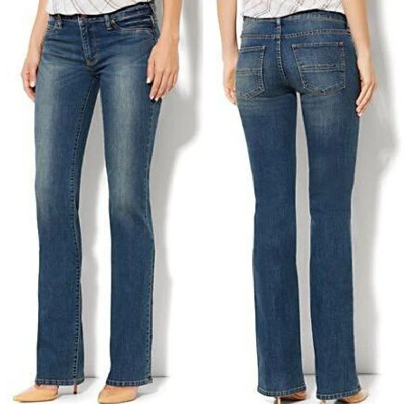 High Waist Bootcut Jeans Denim Pant Jean Slim Femme Plus Size Cotton Flare M-5XL |