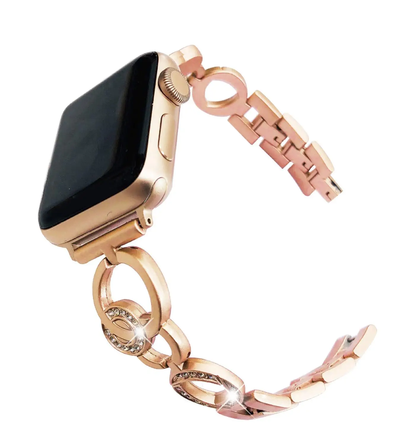 Браслет из нержавеющей стали для Apple Watch, 38 мм, 42 мм, 40 мм, 44 мм, розовое золото, для женщин, ремешок для часов iwatch 1, 2, 3, 4 - Цвет ремешка: Золотой