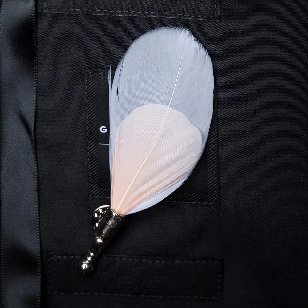 18 brooch GUSLESON, новинка, ручная работа, мужская кожаная и перьевая брошь для галстука-бабочки, предварительно завязанный Галстук-бабочка для свадебной вечеринки с подарочной коробкой - Цвет: 18 brooch